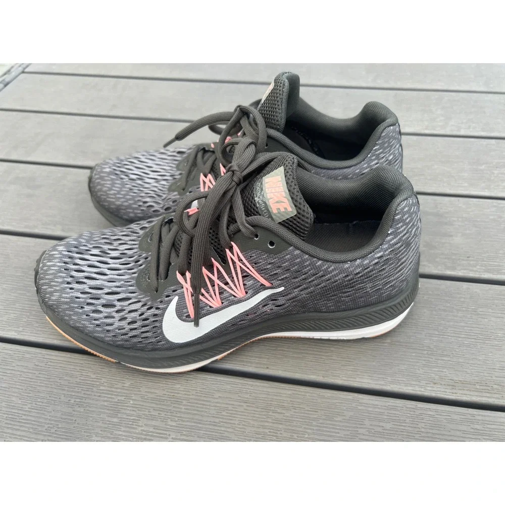 Nike Zoom Winflo 5 Running Shoes Grey Black Pink Women's 7